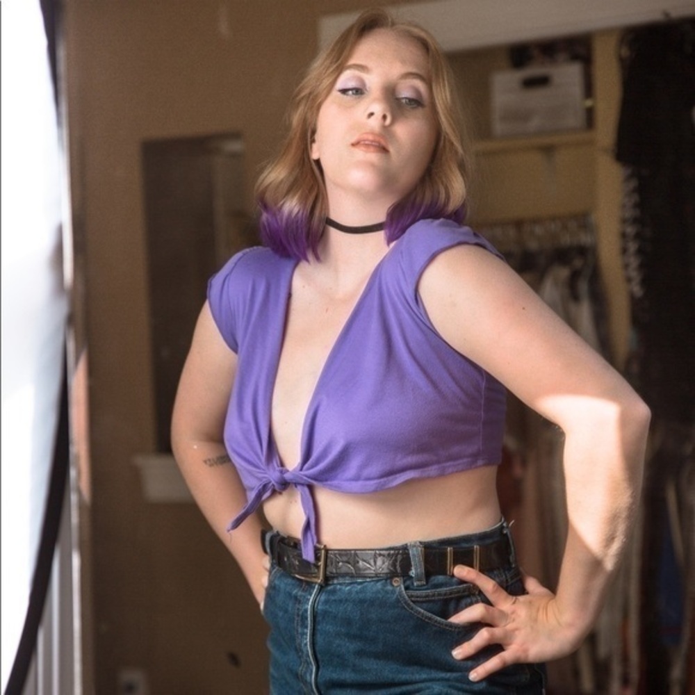 Beautees Purple Tie Crop